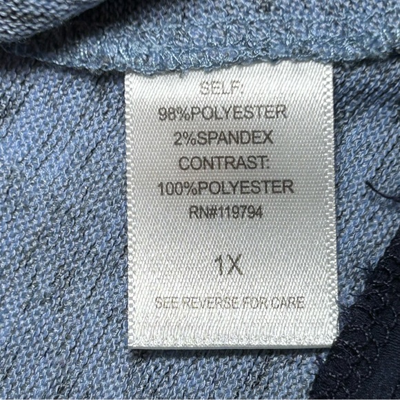 World Unity Blue Studded Paisley Ruffle Bottom Tee Size 1X - Picture 6 of 9